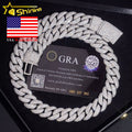 USA Warehouse Fast Shipping 15Mm 925 Solid Silver Hip Hop Jewelry Iced Out Moissanite Diamond Mosaic Setting Cuban Link Chain