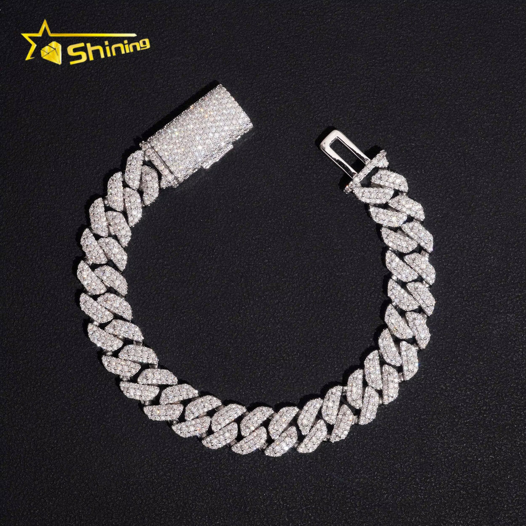 USA Local Stock Hip Hop Bracelet 10Mm Hip Hop VVS Moissanite Bracelet Brass Moissanite Cuban Link Bracelet Pass Diamond Tester
