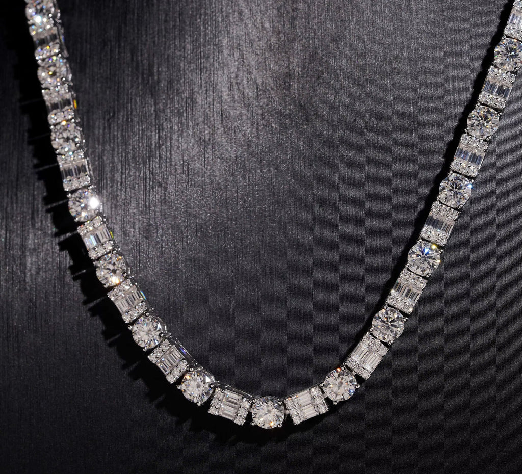 USA Local Stock Fast Shipping 925 Silver 5Mm Fancy Shape GRA Moissanite Diamond Tennis Chain Necklace