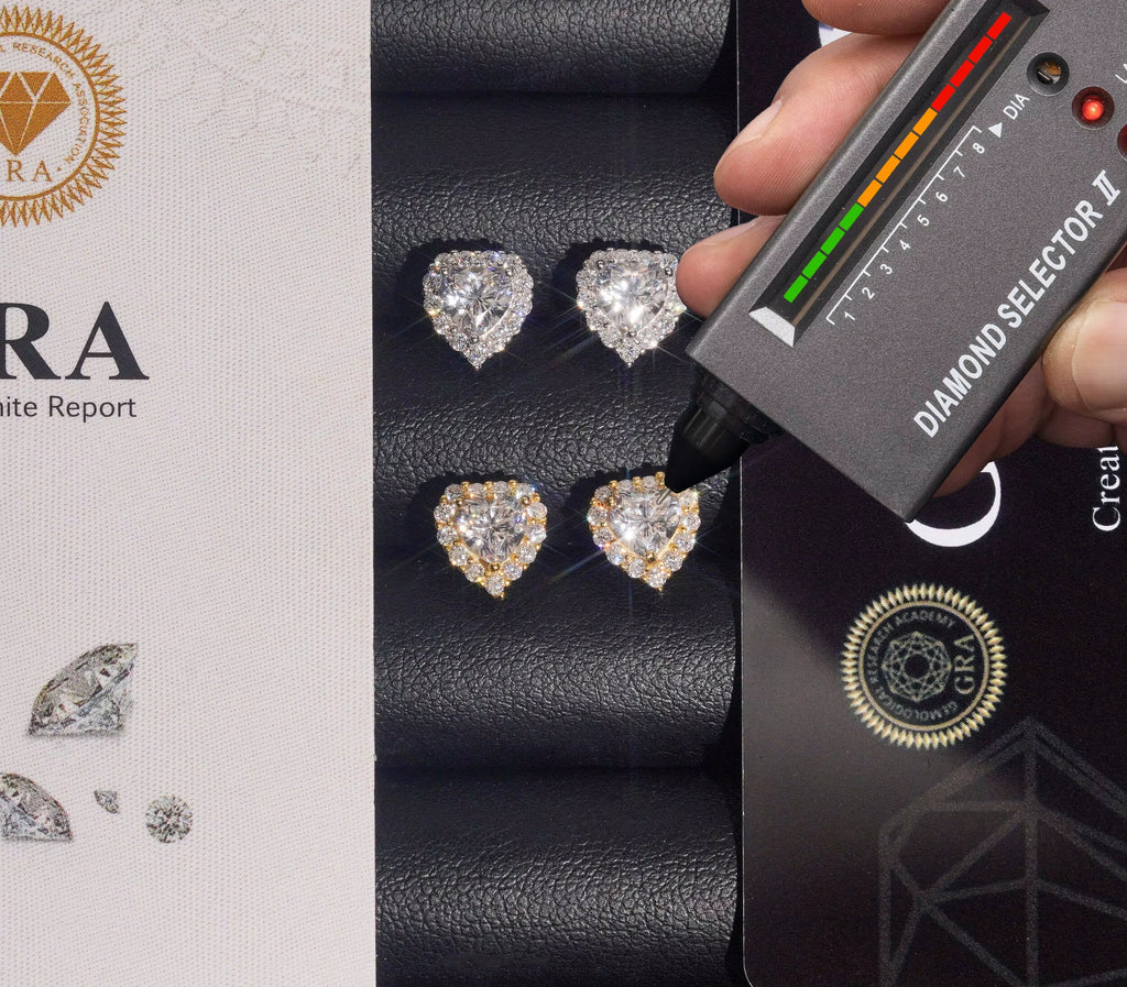 US Warehouse Fast Shipping Hip Hop Jewelry 925 Sterling Silver VVS Diamond Heart Cut Iced Out Moissanite Stud Earrings