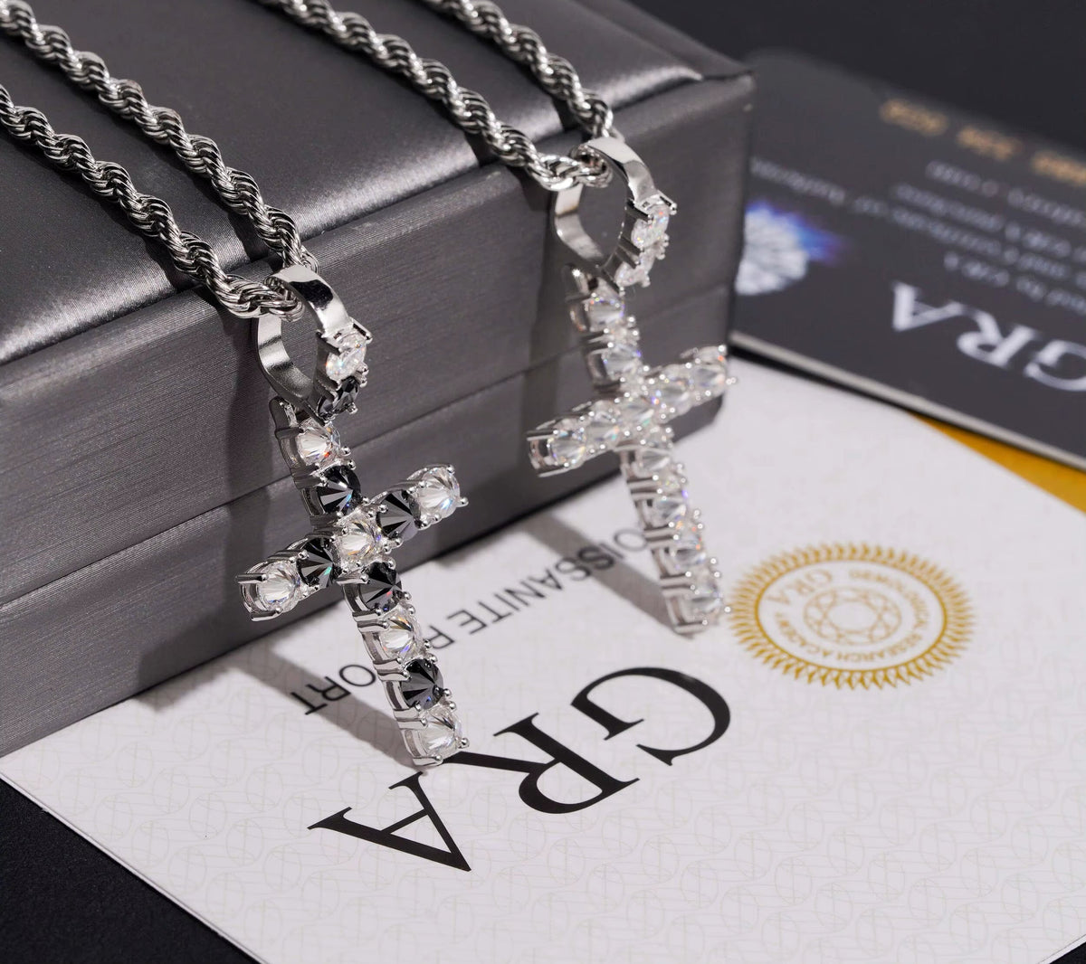 USA Local Stock New Reverse Setting Hip Hop Pendant Charm Cross Moissanite Pendant Custom 925 Silver Custom Pendant Moissanite