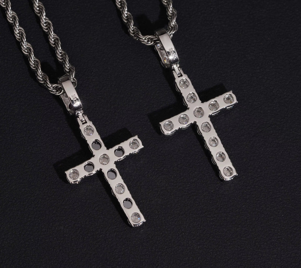 USA Local Stock New Reverse Setting Hip Hop Pendant Charm Cross Moissanite Pendant Custom 925 Silver Custom Pendant Moissanite