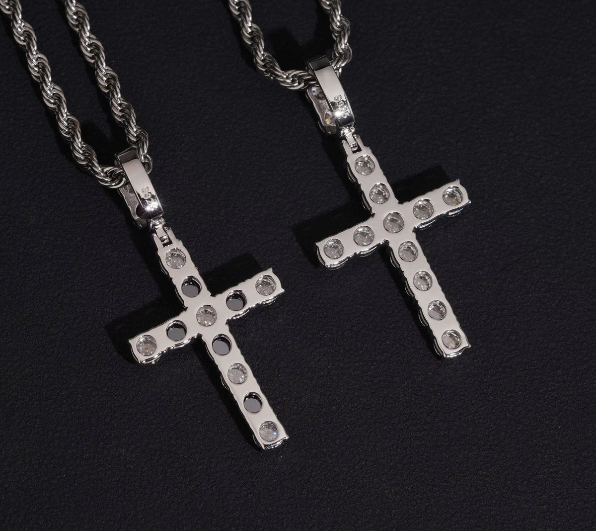 USA Local Stock New Reverse Setting Hip Hop Pendant Charm Cross Moissanite Pendant Custom 925 Silver Custom Pendant Moissanite