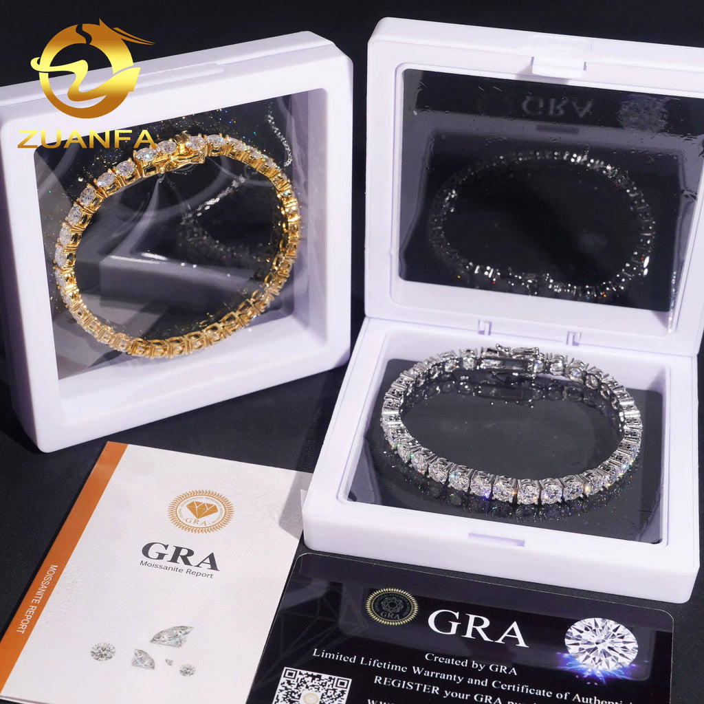 USA Local Stock 5Mm 925 Silver Moissanite Tennis Bracelet Pass Diamond Test Iced Out Hip Hop Jewelry Moissanite Diamond Bracelet