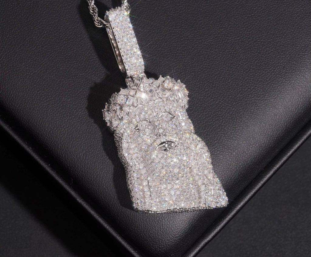 NEW USA Local Stock Hip Hop Jewelry Jesus Head Pendant Iced Out Pendant 925 Sterling Silver Moissanite Pendant Charm