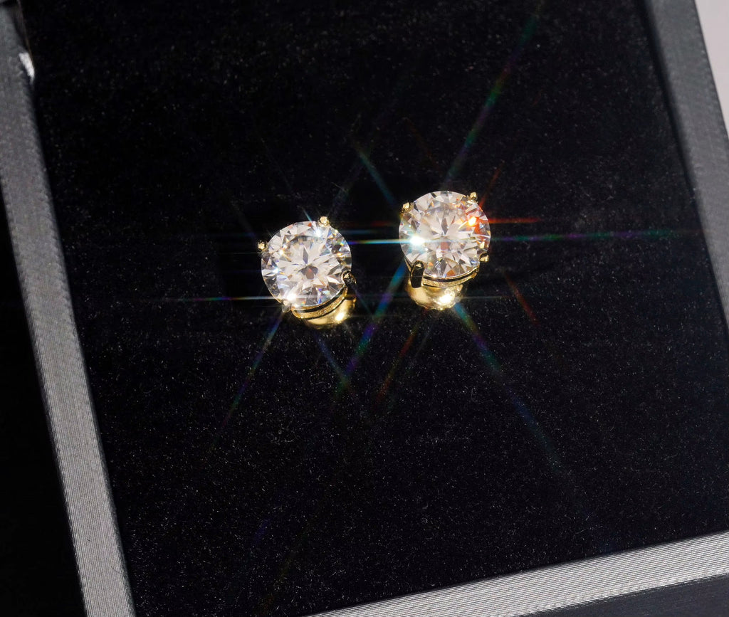 USA Warehouse Fast Shipping Classic 925 Silver 7.5Mm round Moissanite Earrings Pass Diamond Tester Women Screw Back Ear Studs