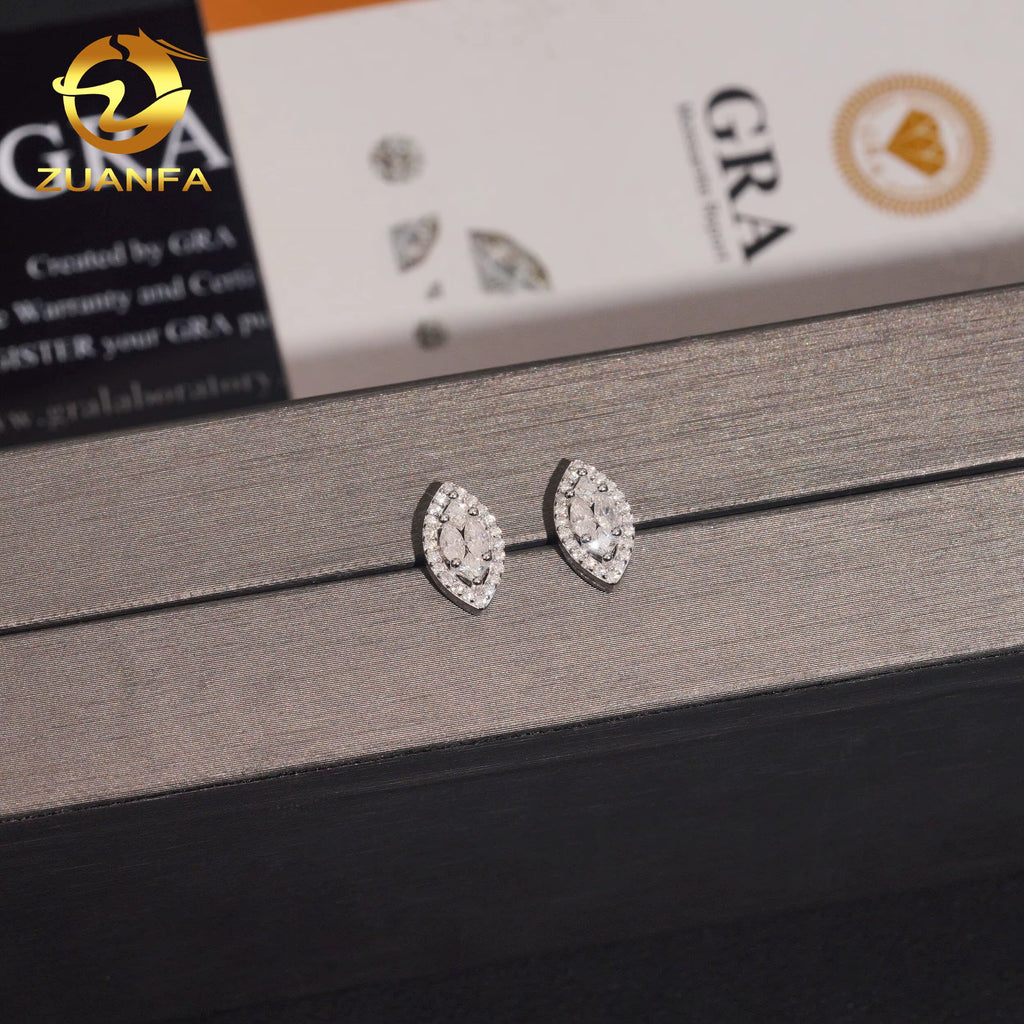 Pass Diamond Tester Marquise Cut Moissanite Hip Hop Earrings Screw Back Stud Earrings 925 Silver Moissanite Earrings USA Stock