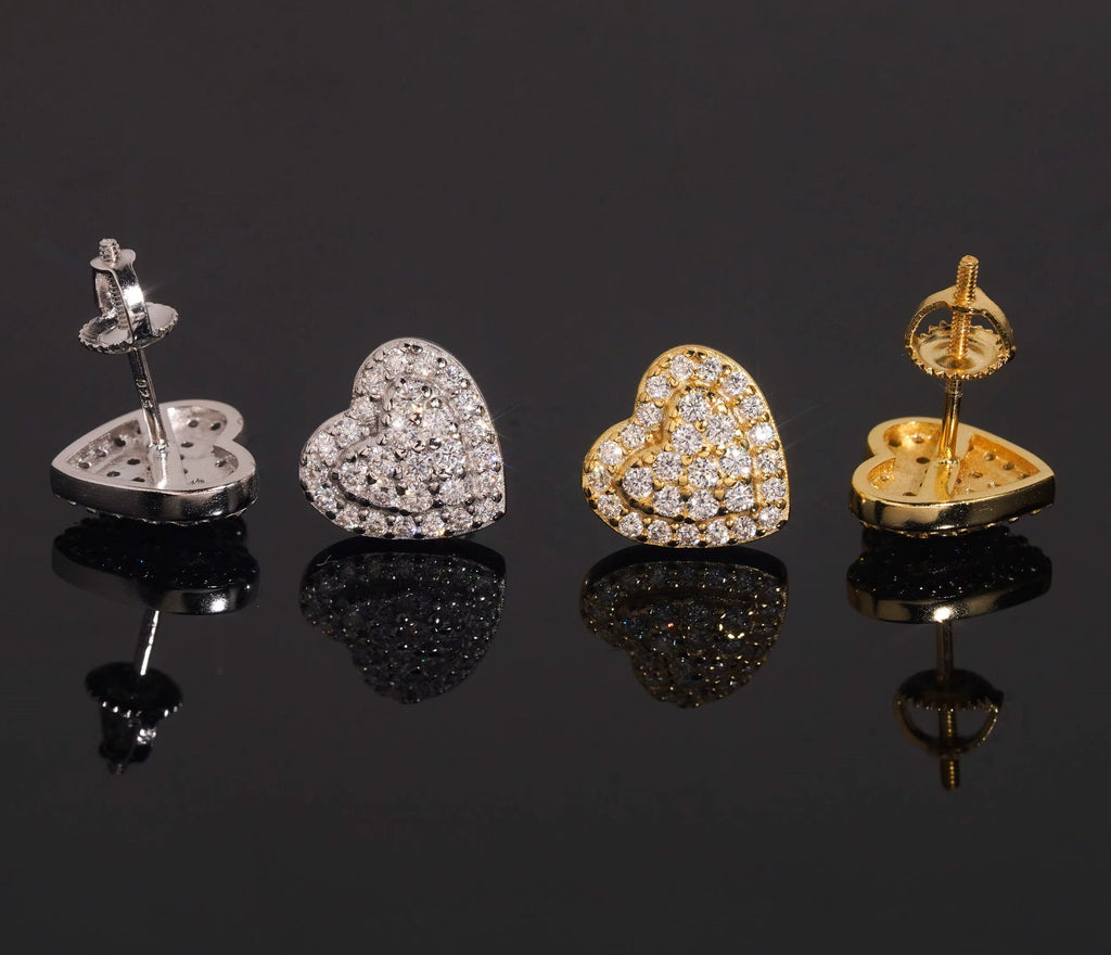 USA Warehouse Heart Shape Moissanite Earrings VVS Fine Jewelry Elegant Women 925 Silver Earrings Daily Wear