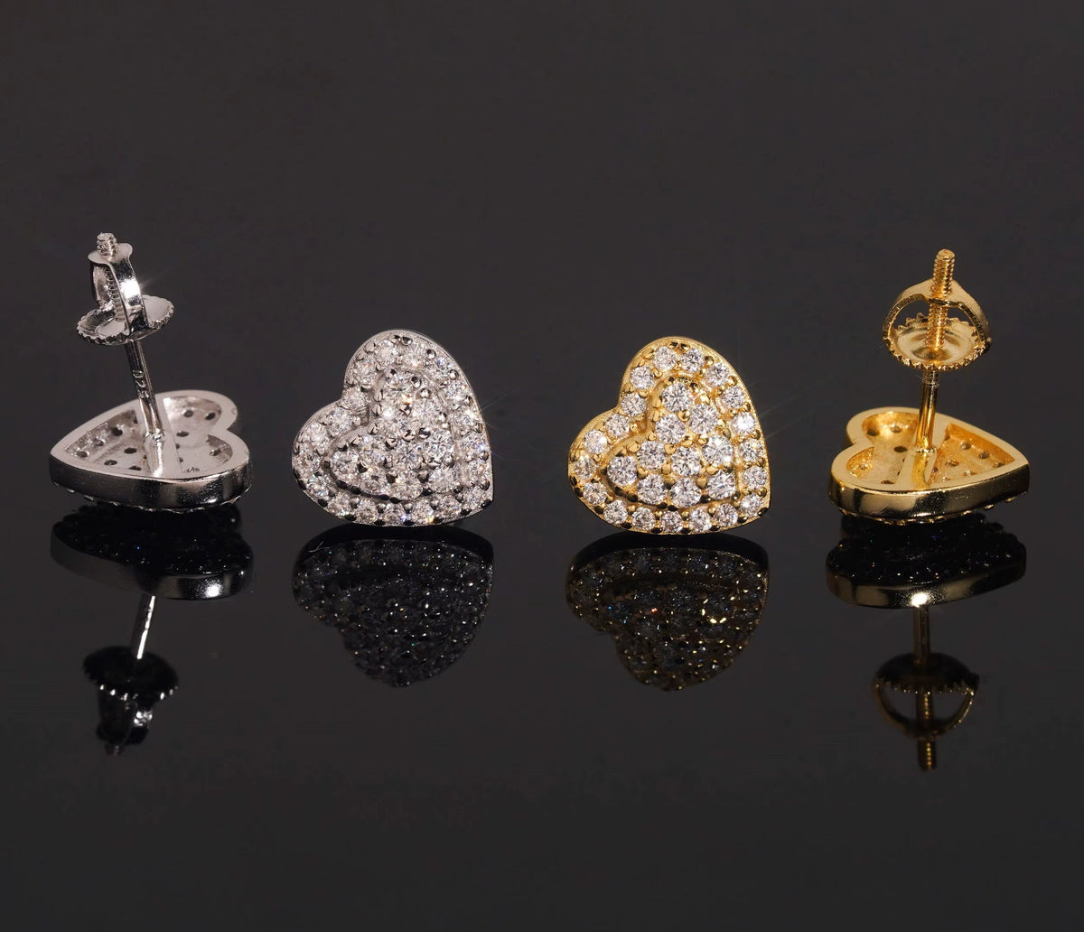USA Warehouse Heart Shape Moissanite Earrings VVS Fine Jewelry Elegant Women 925 Silver Earrings Daily Wear