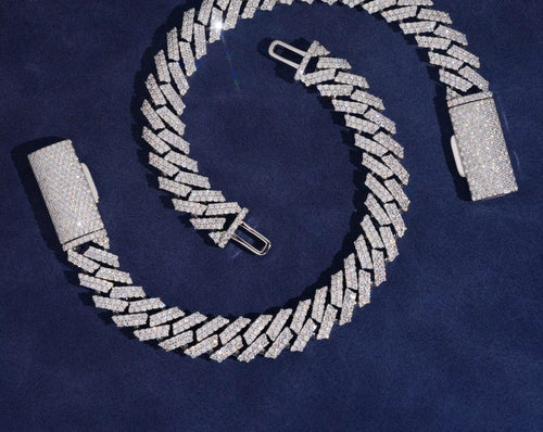 USA Local Fast Shipping 12MM Custom Hip Hop Jewelry Iced Out Diamond 925 Silver VVS Moissanite Cuban Link Chain Bracelet