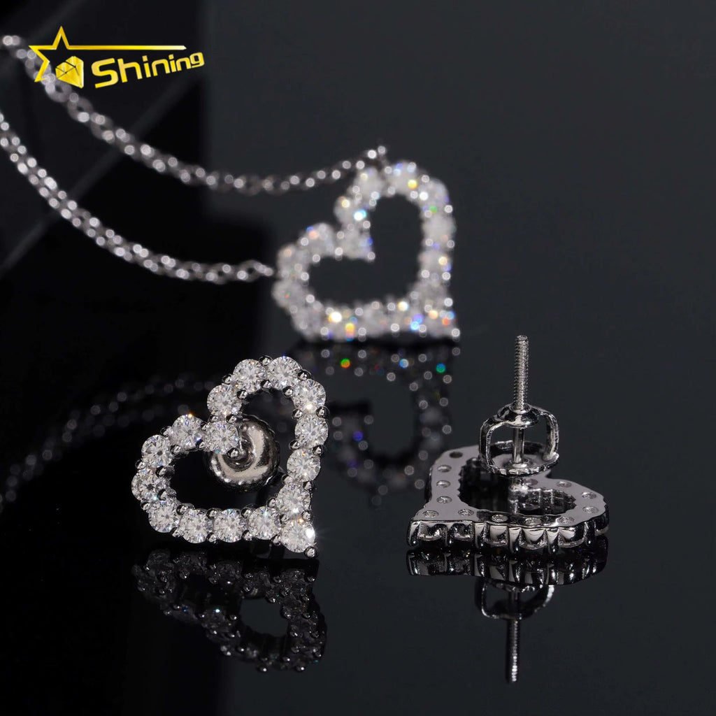 USA Warehouse Stock GRA Cert 925 Solid Silver Fine Jewelry Iced Out VVS Moissanite Wholeset Women Chain Necklace Earrings