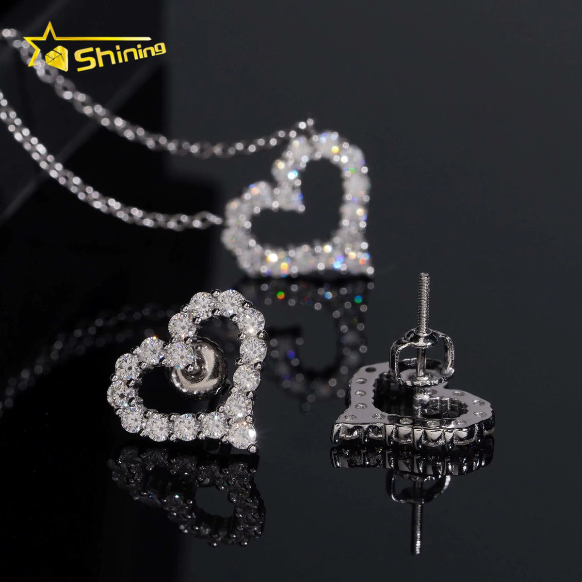 USA Warehouse Stock GRA Cert 925 Solid Silver Fine Jewelry Iced Out VVS Moissanite Wholeset Women Chain Necklace Earrings