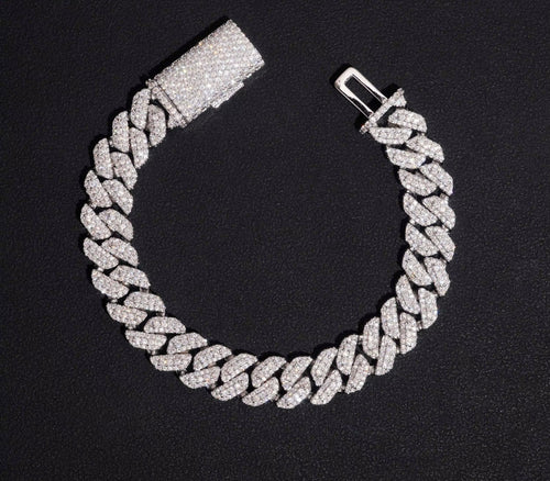 USA Local Stock Hip Hop Bracelet 10Mm Hip Hop VVS Moissanite Bracelet Brass Moissanite Cuban Link Bracelet Pass Diamond Tester