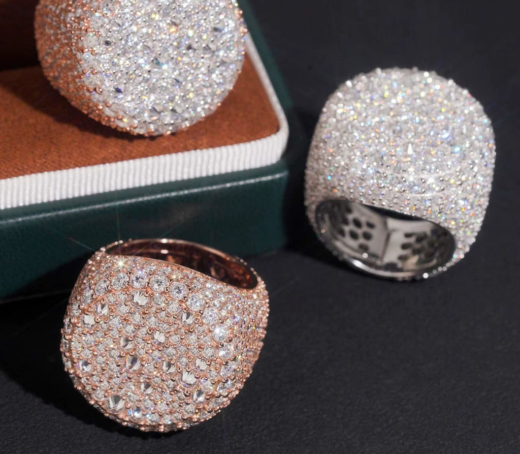 US Warehouse Pass Diamond Tester 925 Silver Fine Jewelry Upside down Moisac Setting Men Ring Moissanite Hip Hop Ring