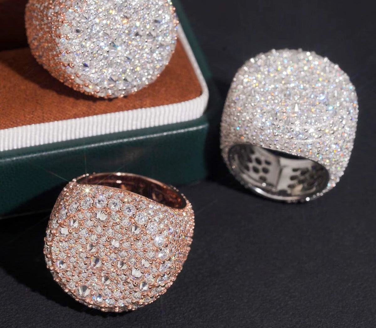 US Warehouse Pass Diamond Tester 925 Silver Fine Jewelry Upside down Moisac Setting Men Ring Moissanite Hip Hop Ring