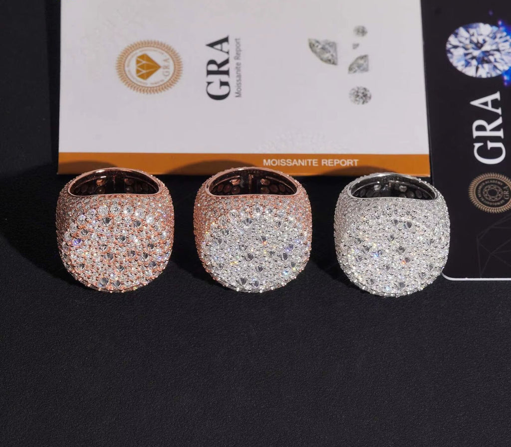US Warehouse Pass Diamond Tester 925 Silver Fine Jewelry Upside down Moisac Setting Men Ring Moissanite Hip Hop Ring