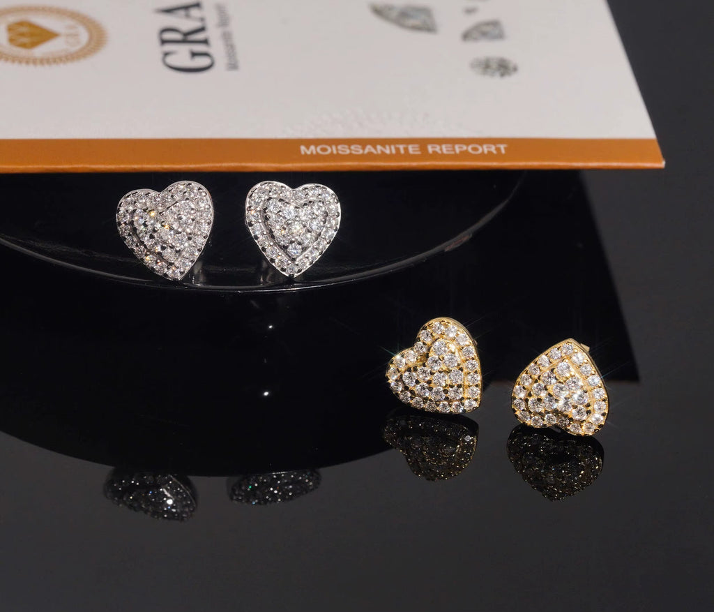 USA Warehouse Heart Shape Moissanite Earrings VVS Fine Jewelry Elegant Women 925 Silver Earrings Daily Wear