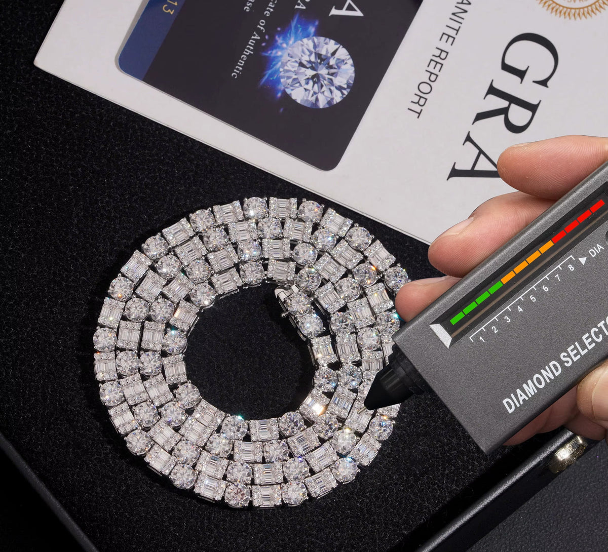 USA Local Stock Fast Shipping 925 Silver 5Mm Fancy Shape GRA Moissanite Diamond Tennis Chain Necklace