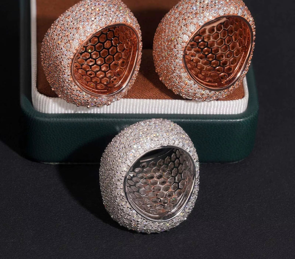 US Warehouse Pass Diamond Tester 925 Silver Fine Jewelry Upside down Moisac Setting Men Ring Moissanite Hip Hop Ring