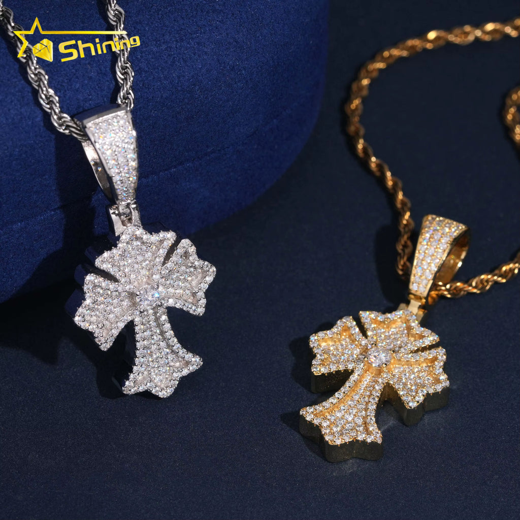 Local Stock Fast Shipping Pass Diamond Tester 925 Silver Iced Out Hip Hop Moissanite Cross Pendant