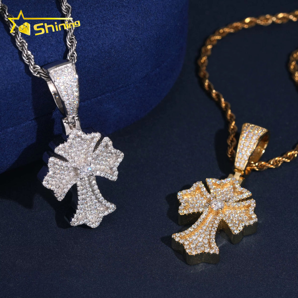 Local Stock Fast Shipping Pass Diamond Tester 925 Silver Iced Out Hip Hop Moissanite Cross Pendant